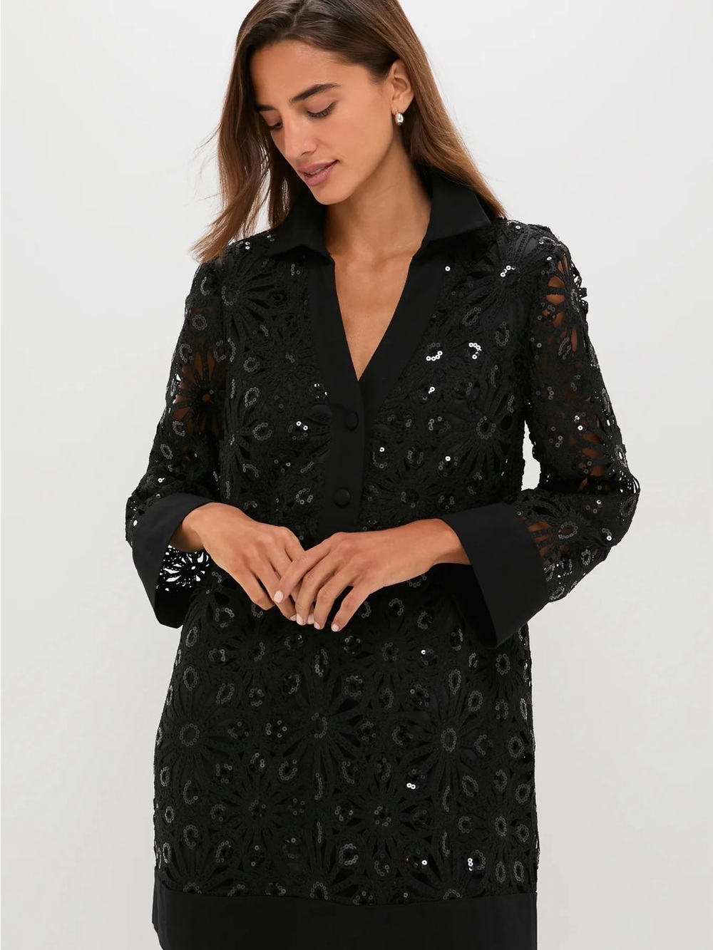 Tuckernuck Collier Dress in Black Sparkling Chrochet